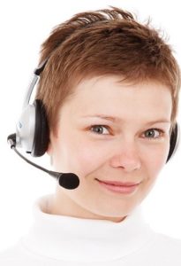 Customer Service agent with headphones on