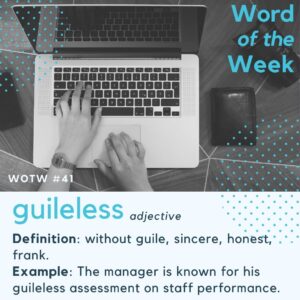 WOTW poster to define the word guileless.
