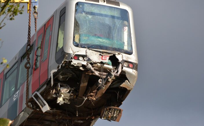 Image of a damaged train coach